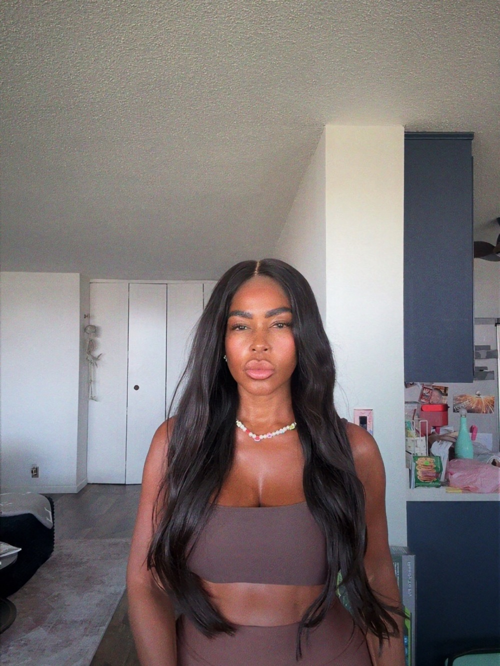 Freedom Couture Classic Long Dark Br HD Lace Front Wig - Natural Waves 21 inches